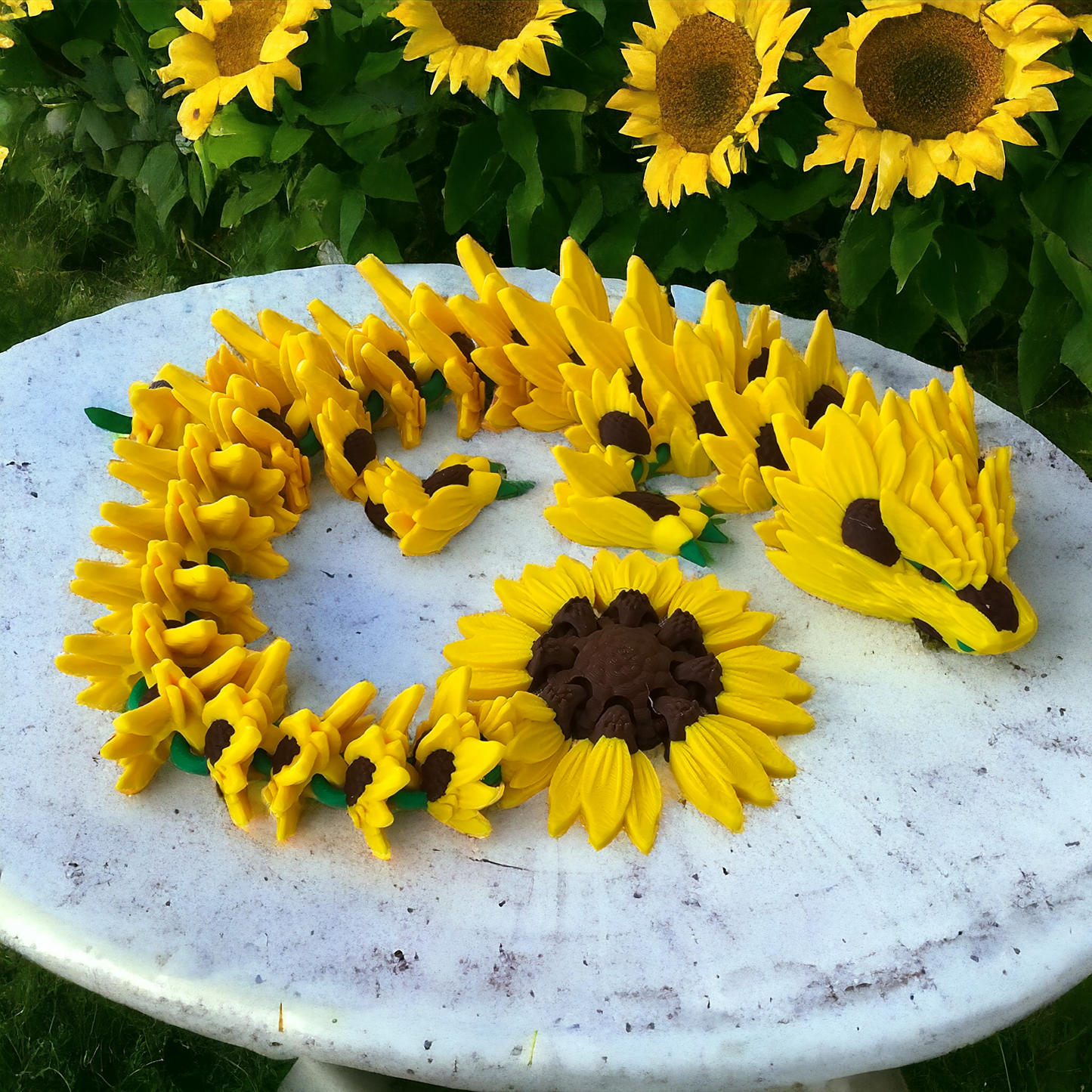 Elegant Sunflower Garland | Artistic Sunflower Dragon|Fishhawk Craft3D