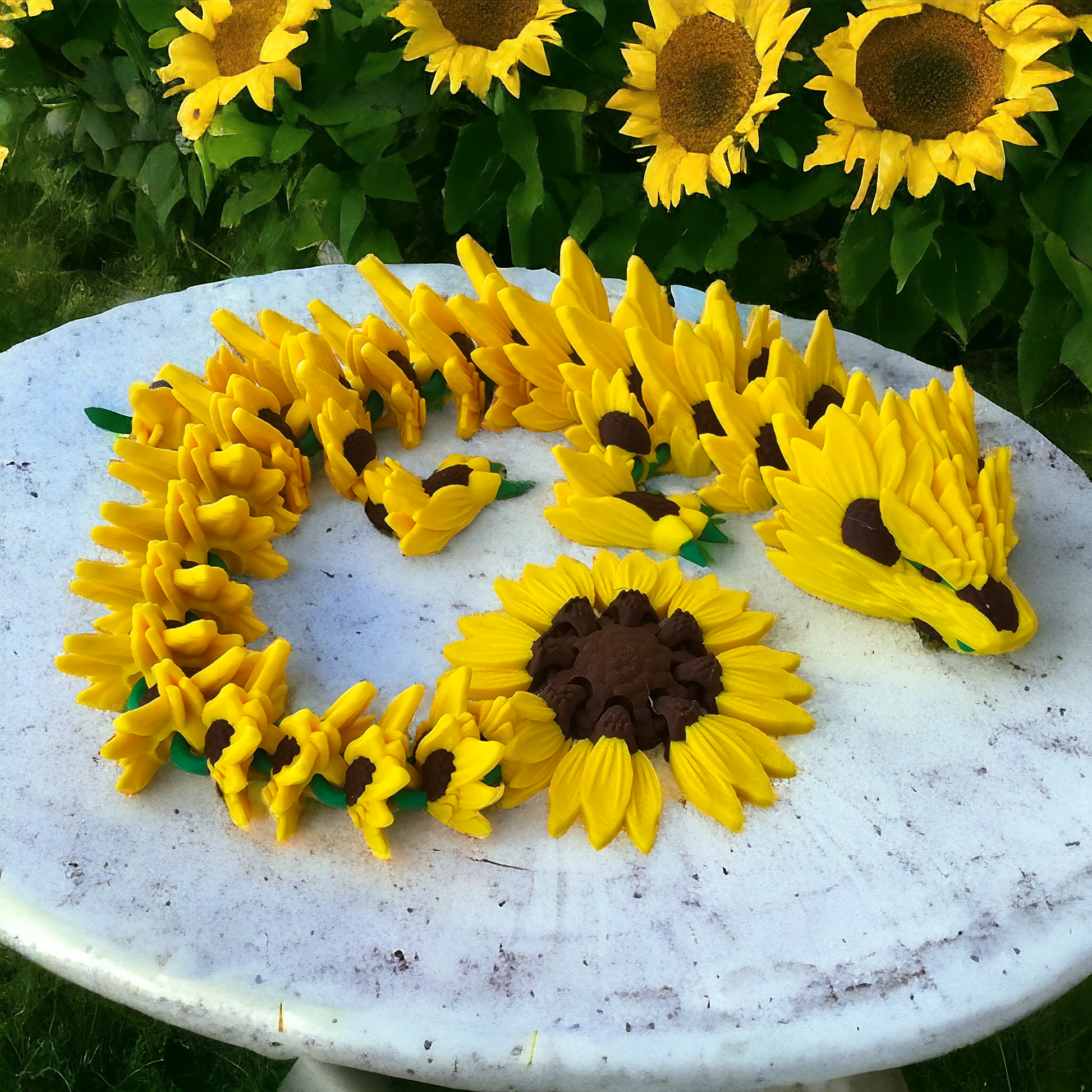 Elegant Sunflower Garland | Artistic Sunflower Dragon|Fishhawk Craft3D